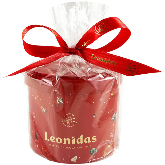Leonidas Kerstpotje met deksel (tin) 24 feestballetjes