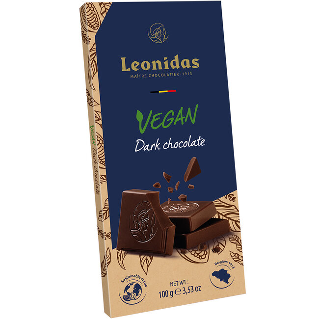 Leonidas Dunkle Schokoladentafel Vegan 100g – Hochwertige Belgische Schokolade