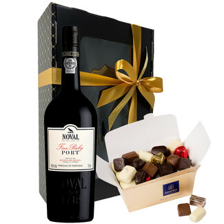Leonidas 500g Chocolates and bottle of red Port 75cl