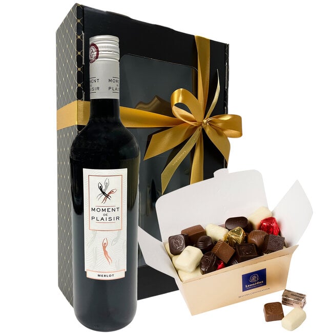 Leonidas 750g Pralinen und eine Flasche Rotwein 75cl