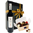 Pralines en Fles Rode Wijn 75cl Geschenkset 500g