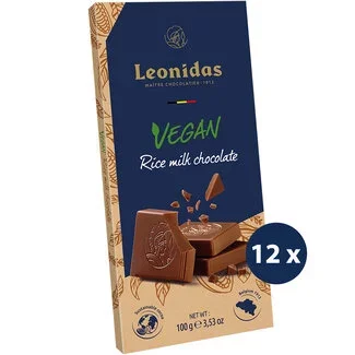 Leonidas Tablette Chocolat au sirop de riz 100g Végan PACK AVANTAGE (12)