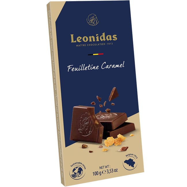 Leonidas Dark Chocolate Tablet with Caramel Feuilletine 100g