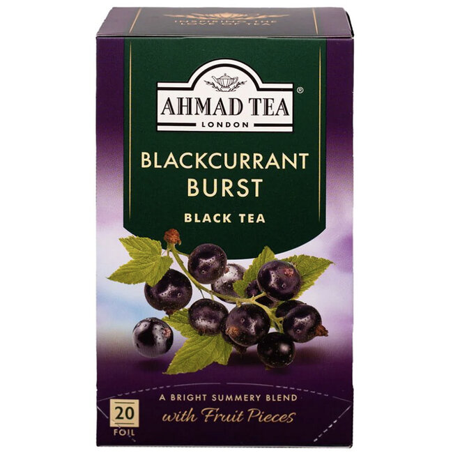 Ahmad Tea Blackcurrant Tea - 20 tea bags - Premium Fruit Infused Black Tea