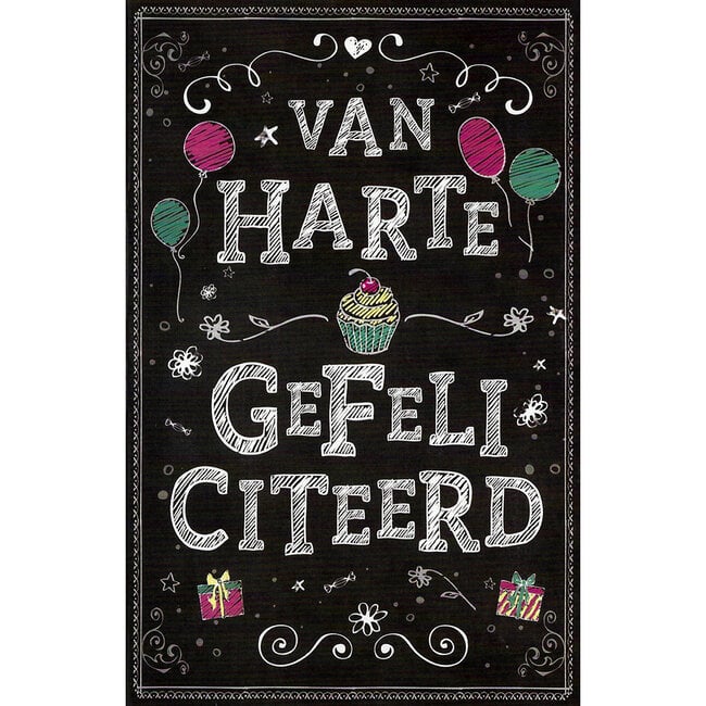 Wenskaart 'Van harte Gefeliciteerd' (1 stuk, 11x17cm)
