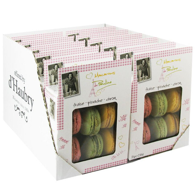 Macarons Erdbeere, Pistazie und Zitrone Vorteilspack 72 Stück