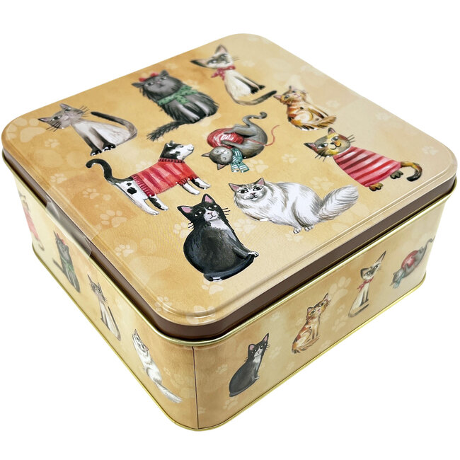 Boîte métallique Chats avec assortiment de biscuits sablés 160g
