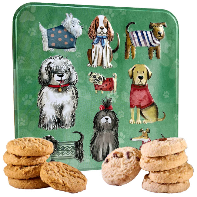 Boîte métallique décorative Chiens assortiment de biscuits sablés 160g