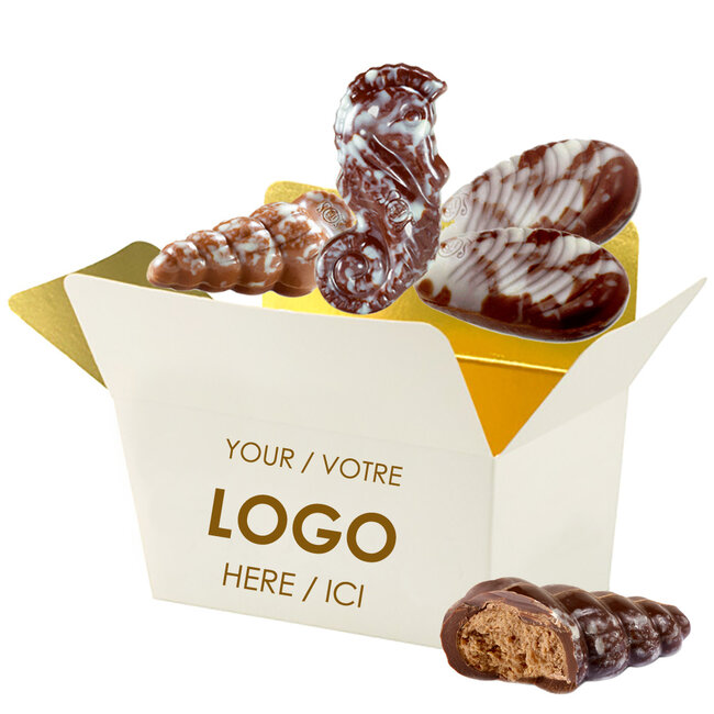 Personalized Gift Box with 3 Leonidas Seashells