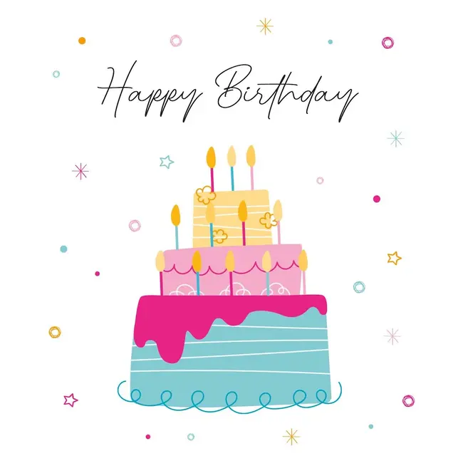 Wenskaart Happy Birthday 11x12cm