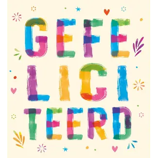 Grußkarte 'GEFELICITEERD' (11x12cm)