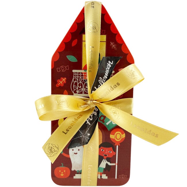 Leonidas Spookhuis van metaal met 250g Halloween chocoladeballetjes