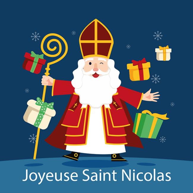 Carte de voeux Joyeuse Saint Nicolas (1 pièce, 7x7cm)