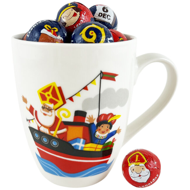 Leonidas Sinterklaas mok met 22 gevulde chocoladeballetjes