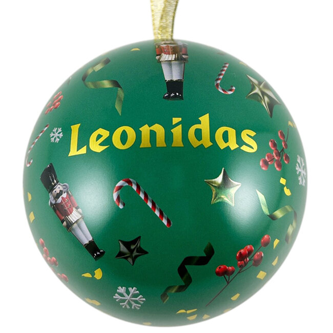 Leonidas Metalen kerstbal groen met 24 feestballetjes