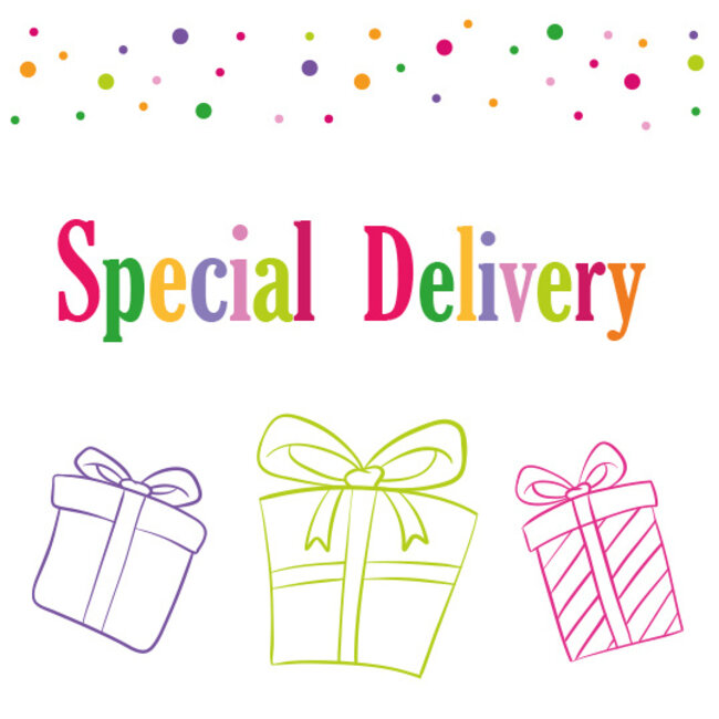 Grußkarte 'Special delivery' (7x7cm) für persönliche Botschaften