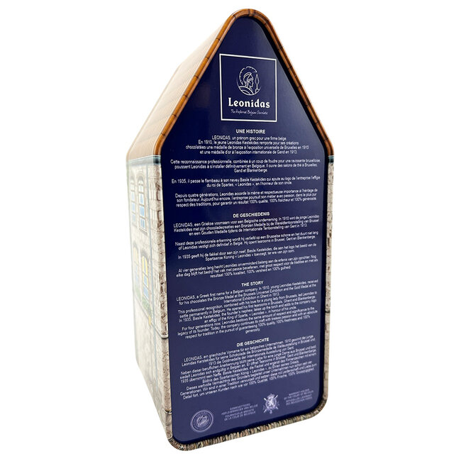 Leonidas Metalen huis met 250g assortiment bonbons