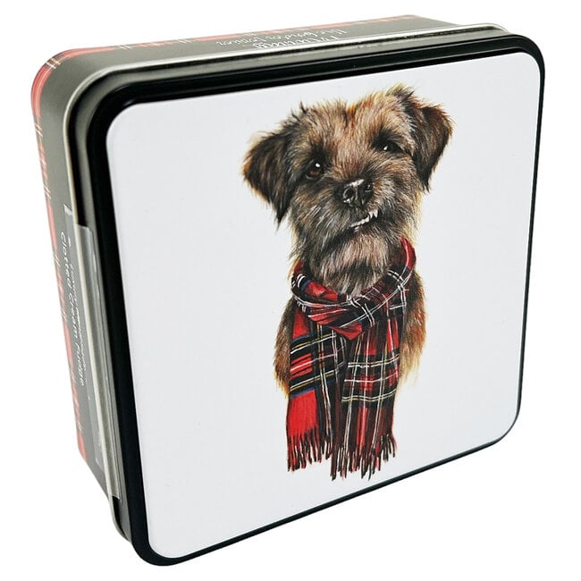 Decorative Border Terrier Tin Filled with Vanilla Fudge 120g