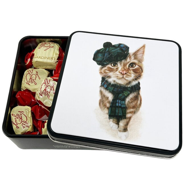 Vanille-Fudge in dekorativer Blechdose Elegante Katze 120g