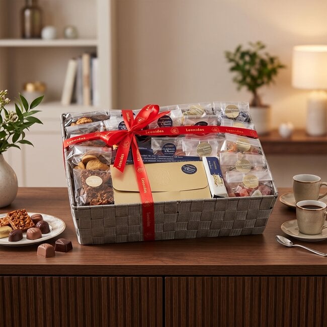 Geschenkmand Delicatessen MAXI met 22 lekkernijen