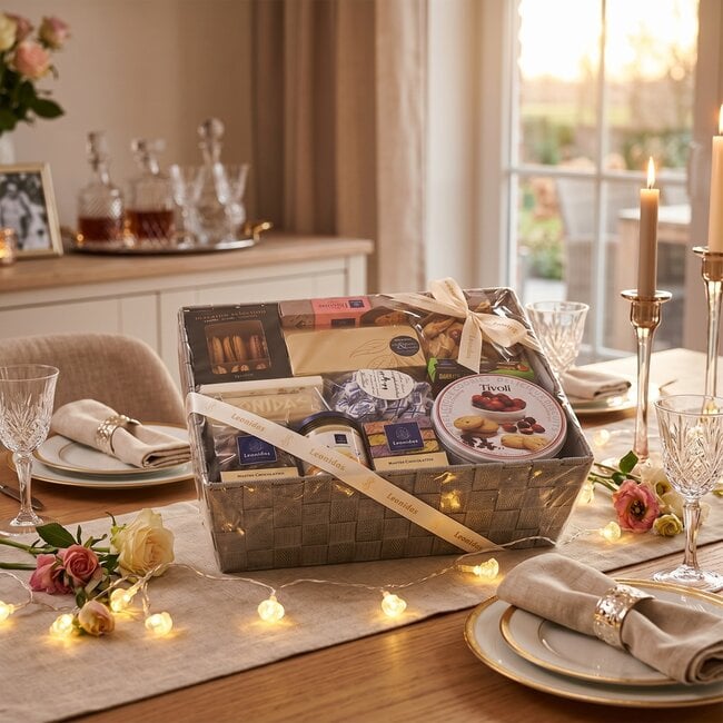 Deluxe Delicatessen Geschenkmand met Pralines en Zoetigheden