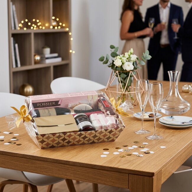 Luxe Geschenkmand met Champagne en Delicatessen - Formaat L