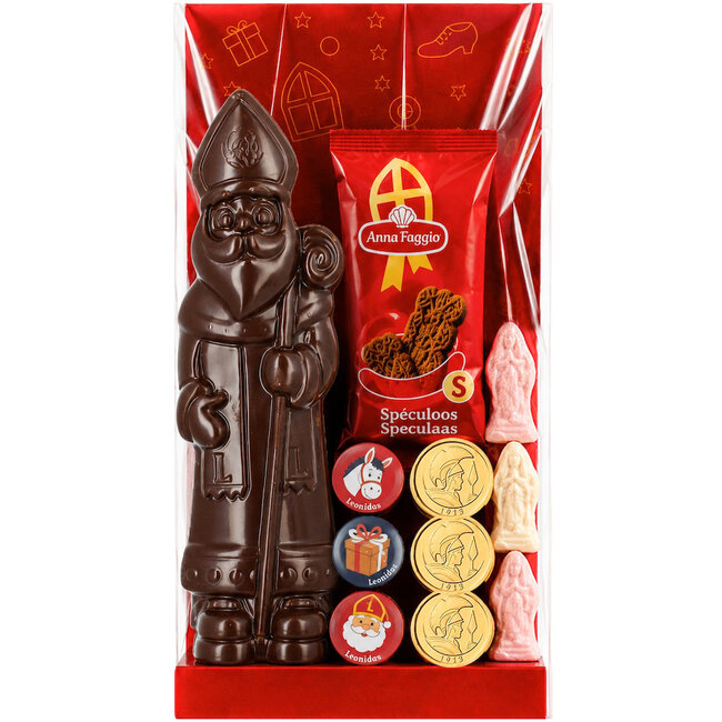 Leonidas St. Nicholas Gift Bag (L) with dark chocolate St. Nicholas figure and treats