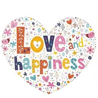 Grußkarte 'Love and Happiness' (7x7cm)
