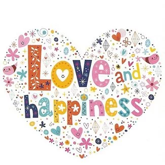 Wenskaart 'Love and Happiness' (7x7cm)