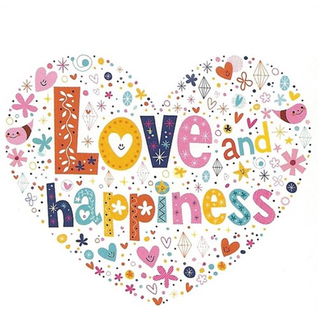 Carte de voeux Love and Happiness 1 pièce (7x7cm)