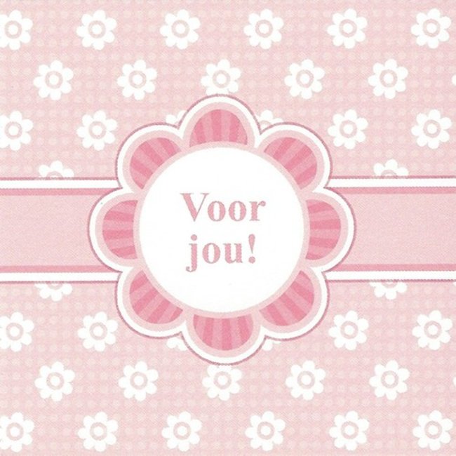 Carte de voeux 'Voor jou' format 7x7cm pour message personnel 1 stuk