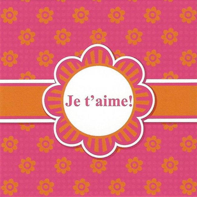 Grußkarte 'Je t'aime' (7x7cm)