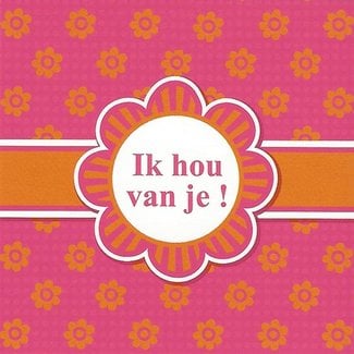 Wenskaart 'Ik hou van je' (7x7cm)