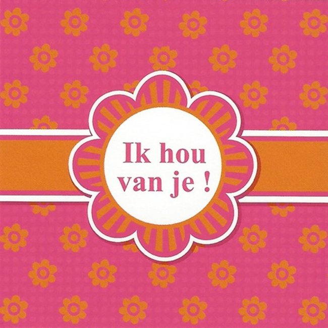 Carte de voeux 'Ik hou van je' - Format 7x7cm - 1 stuk