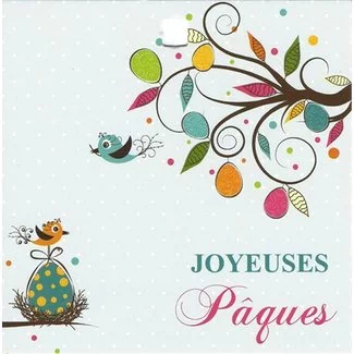 Wenskaart 'Joyeuses Pâques' (7x7cm)