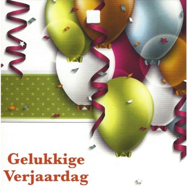 Grußkarte 'Gelukkige verjaardag' (7x7cm)
