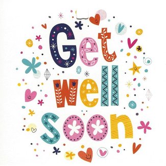 Carte de voeux 'Get well soon' (7x7cm)