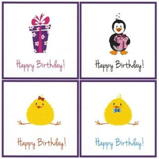 Wenskaart 'Happy Birthday' (7x7cm)