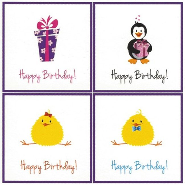 Wenskaart Happy Birthday 7x7cm 1 stuk