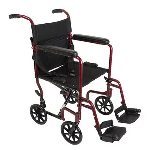 Aluminum Transport Wheelchair - Red