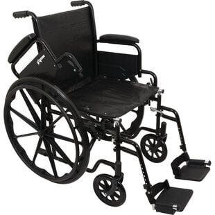 K1 Wheelchair 20"x16" Seat w/ Flip-Back Arms & Swing-away Footrests