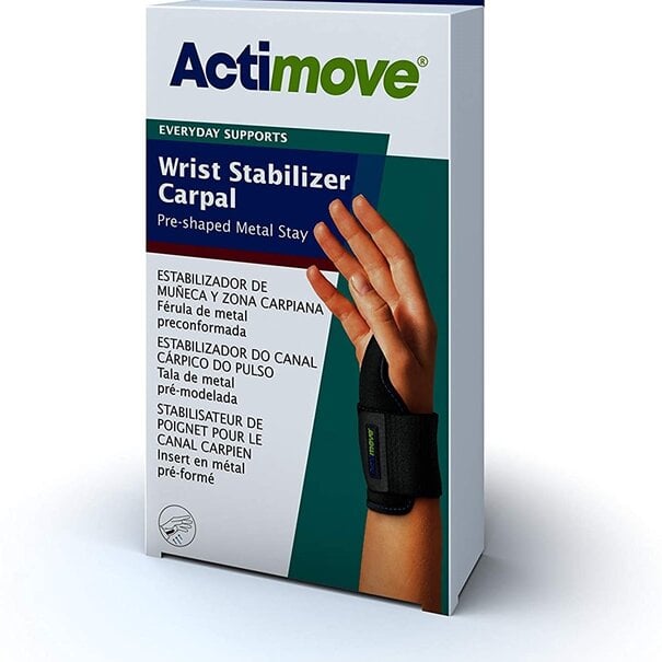 Actimove Wrist Stabilizer Carpal Pre-Shaped Metal Stay Universal Right/Left Black