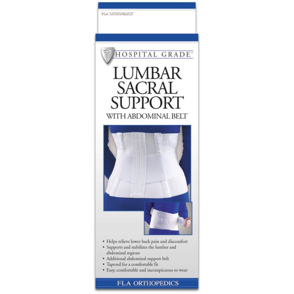 Lumbar Support Sacral W/Abdominal Belt 10 inches White