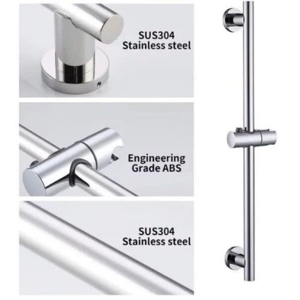 Shower Slide Bar with Adjustable Holder - Polished Stainless Steel